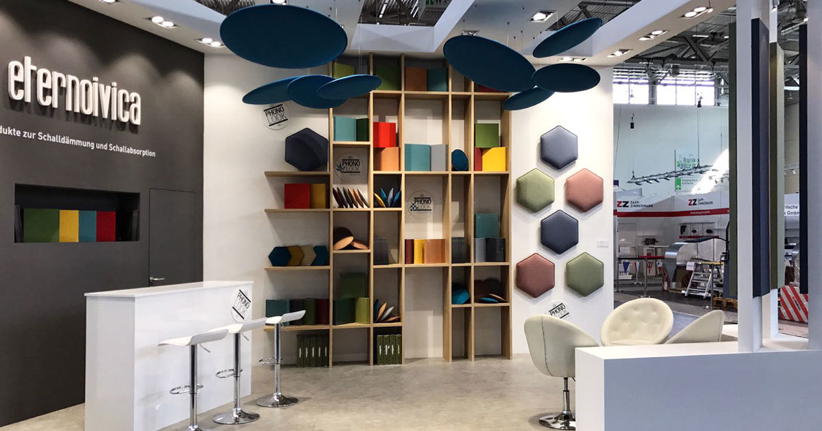 Padiglione di Eterno Ivica con i prodotti della linea Phonolook e Acustica alla fiera IEX - Insulation Expo Europe