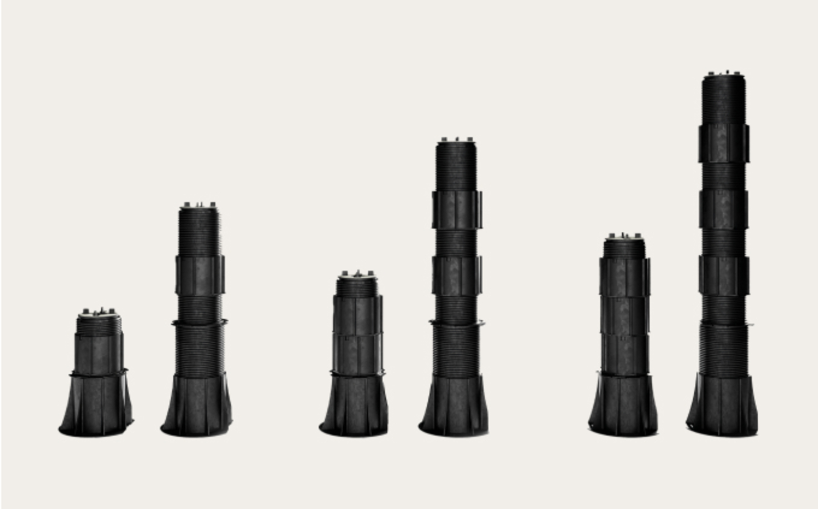 Various Pedestal in a row with different heights